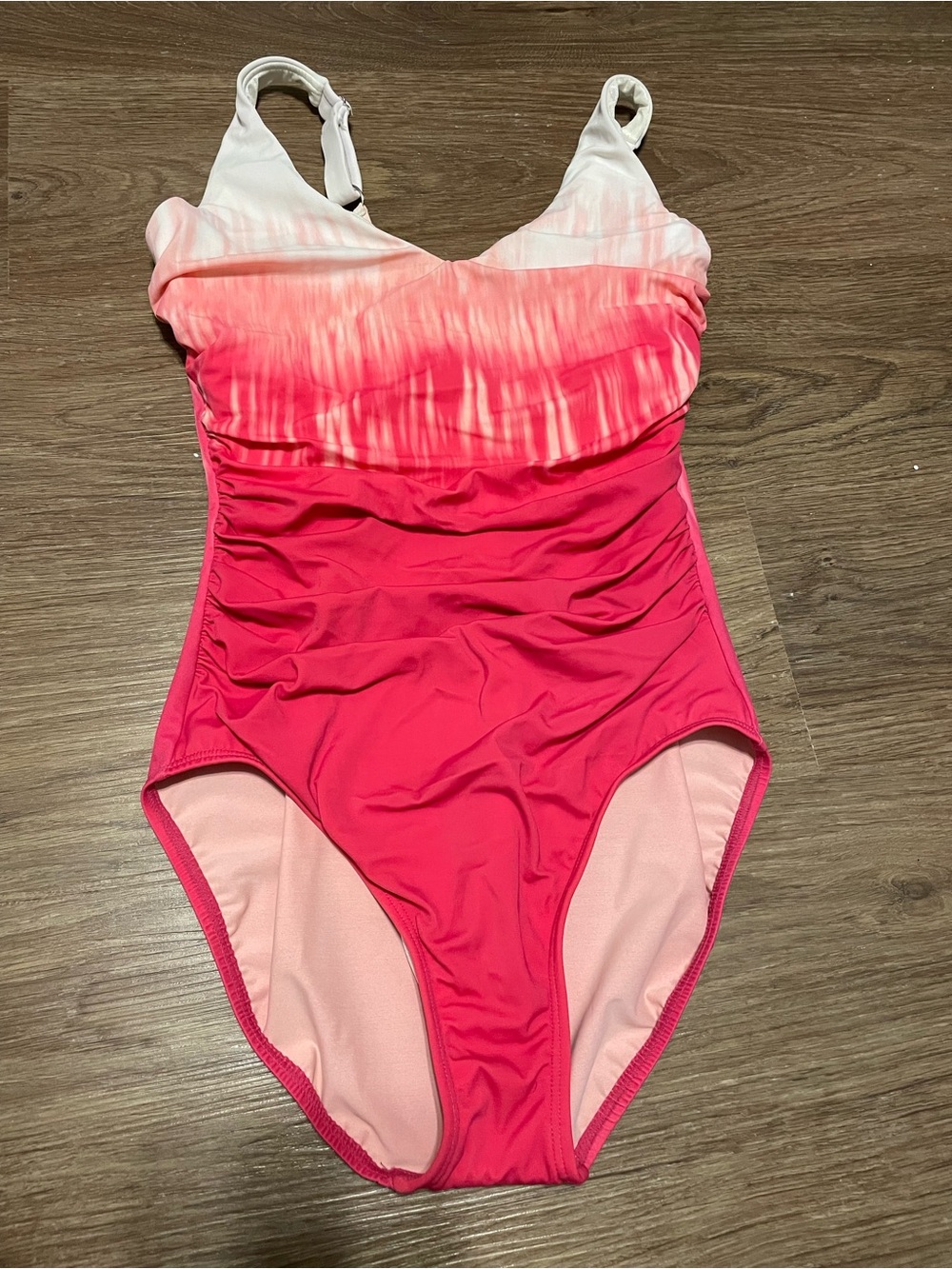 Talbots x Miraclesuit Pink Ombre One-Piece Ruched Swimsuit